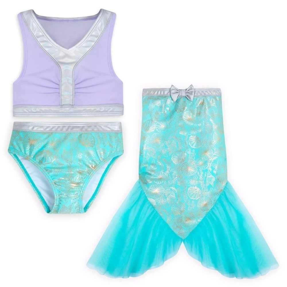 Disney Store Little Mermaid Adaptive Swimsuit with Mermaid Tail Cover Up